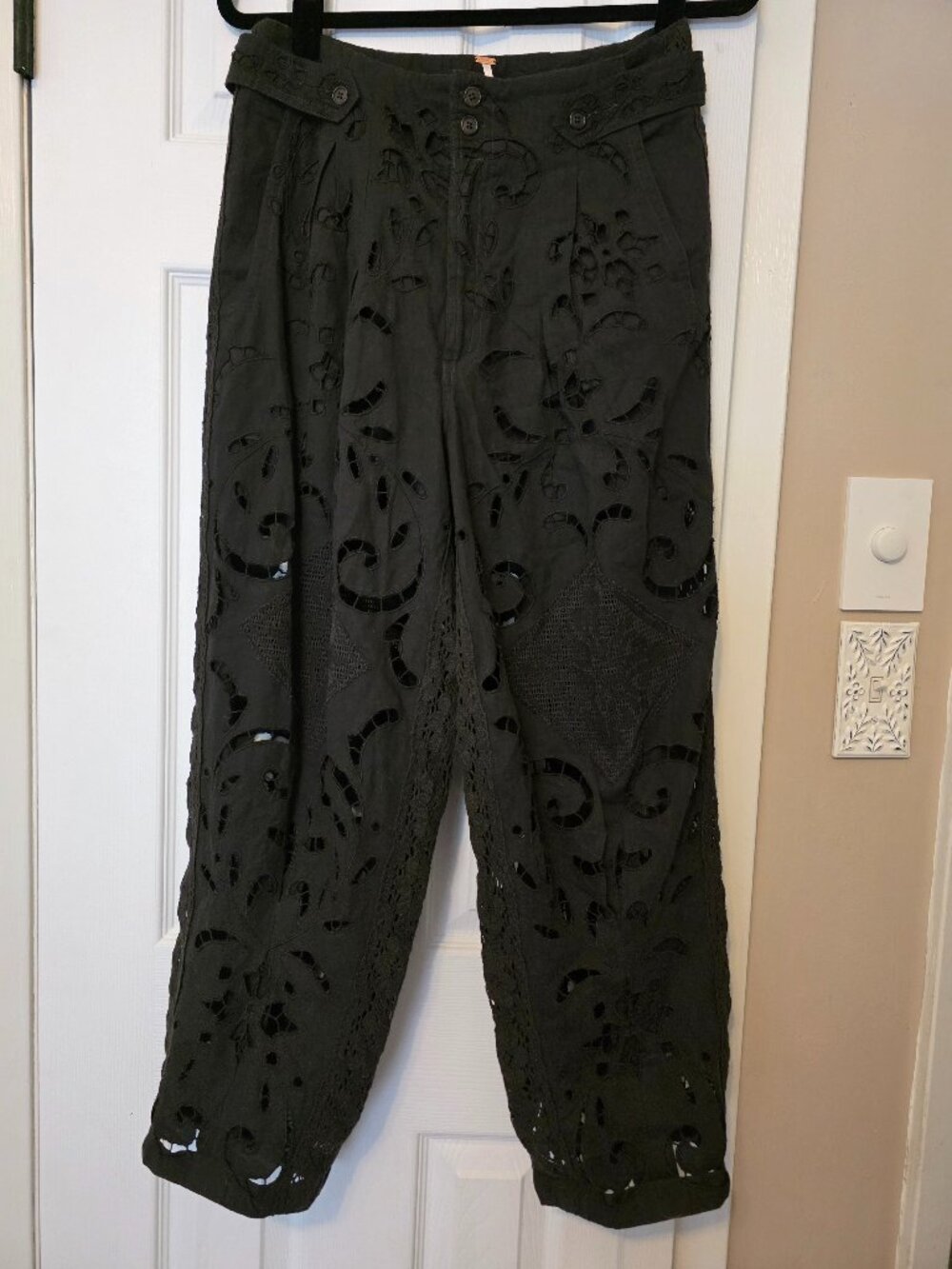 Free People Black Cut Out Trousers